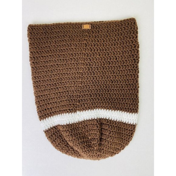 Handmade Crocheted Brown and White Football Tailgate LG Pot Cover NFL EXCELLENT - Picture 2 of 6